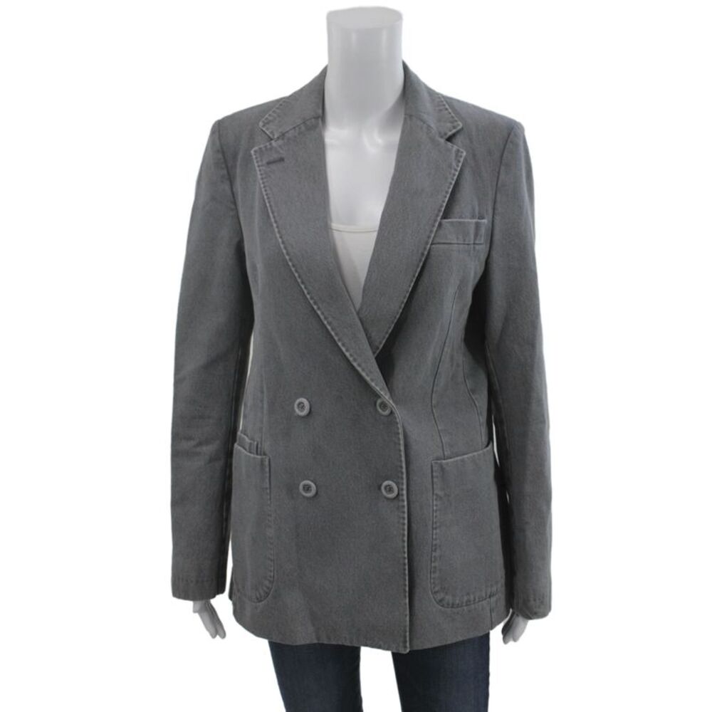 OFFICINE GENERALE Womens Basic Jacket Gray Button 100% GOTS Cotton Size 38